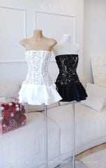 Đầm Lưới Đan Dây Phối Lụa
