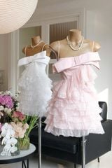 Đầm Tầng Xéo Đính Nơ