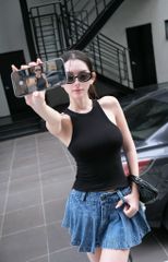 Chân Váy Jean Xòe Dập Li