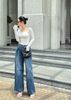 Quần Jean Wide Open Legs Pleat