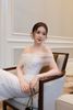 Đầm Lụa Bẹt Vai Lưới Đính Đá