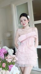 Đầm Tầng Xéo Đính Nơ