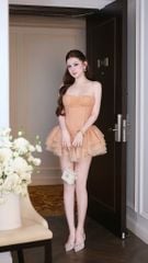 Đầm Lưới Chấm Bi Xòe Tầng
