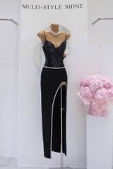 Đầm Kim Sa Xẻ 1 Bên Viền Đá