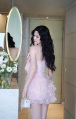 Đầm Tầng Xéo Đính Nơ