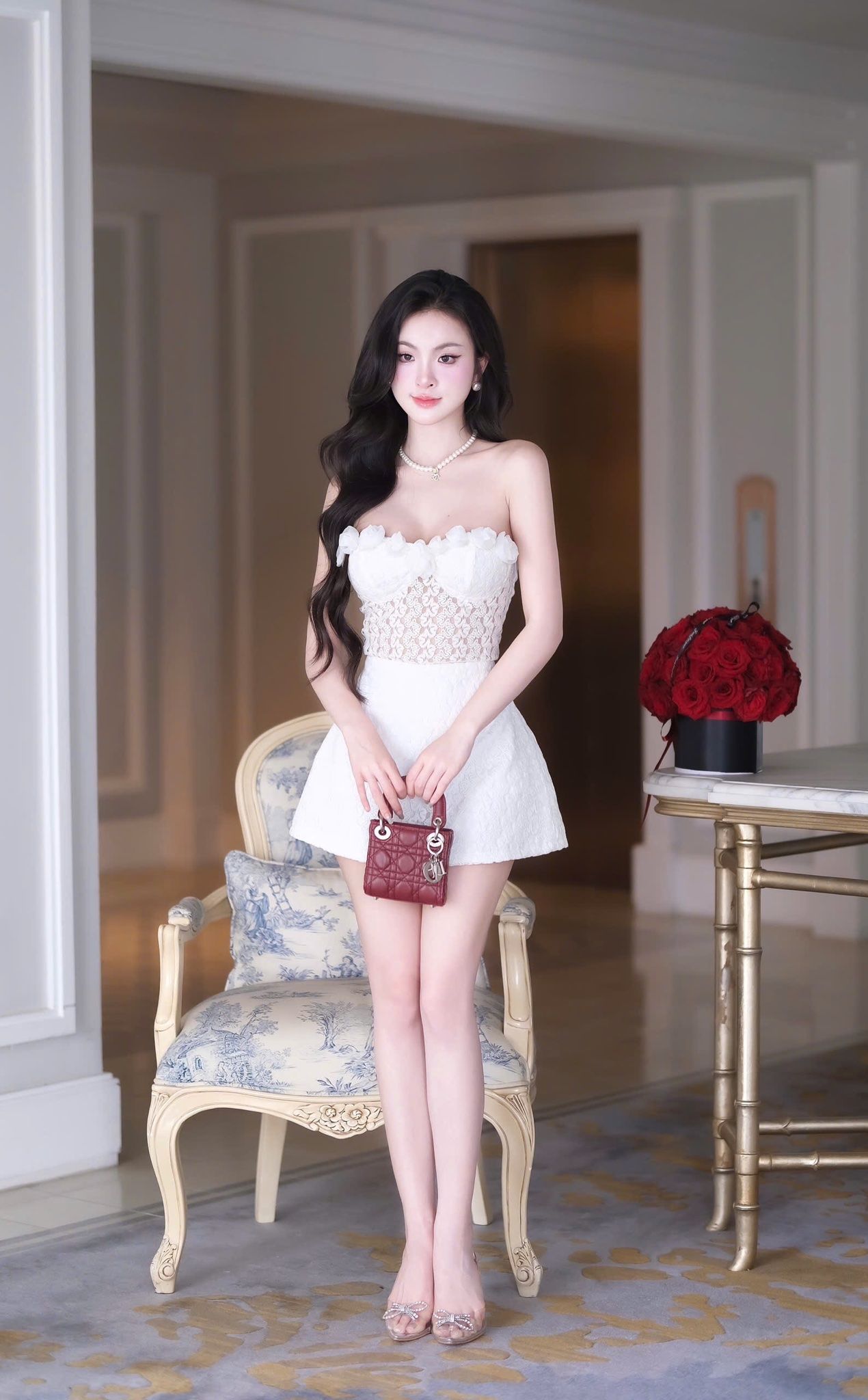 Đầm Ống Xòe Viền Bông