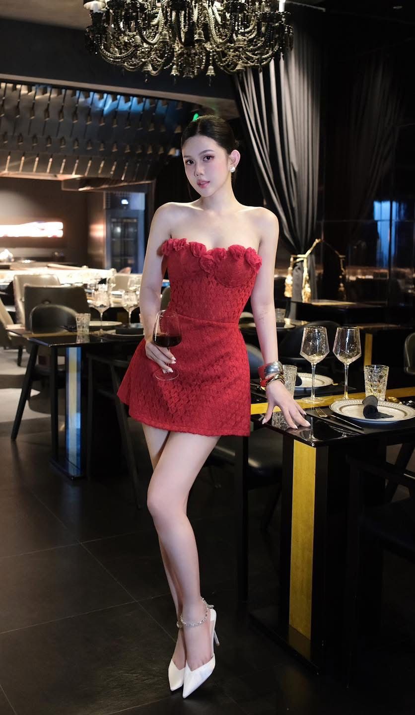 Đầm Ống Xòe Viền Bông