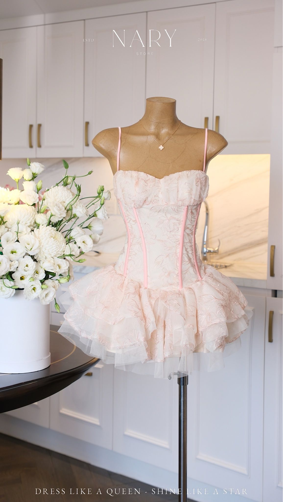 Đầm Lưới Xòe Tầng 5M