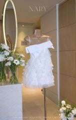 Đầm Tầng Xéo Đính Nơ