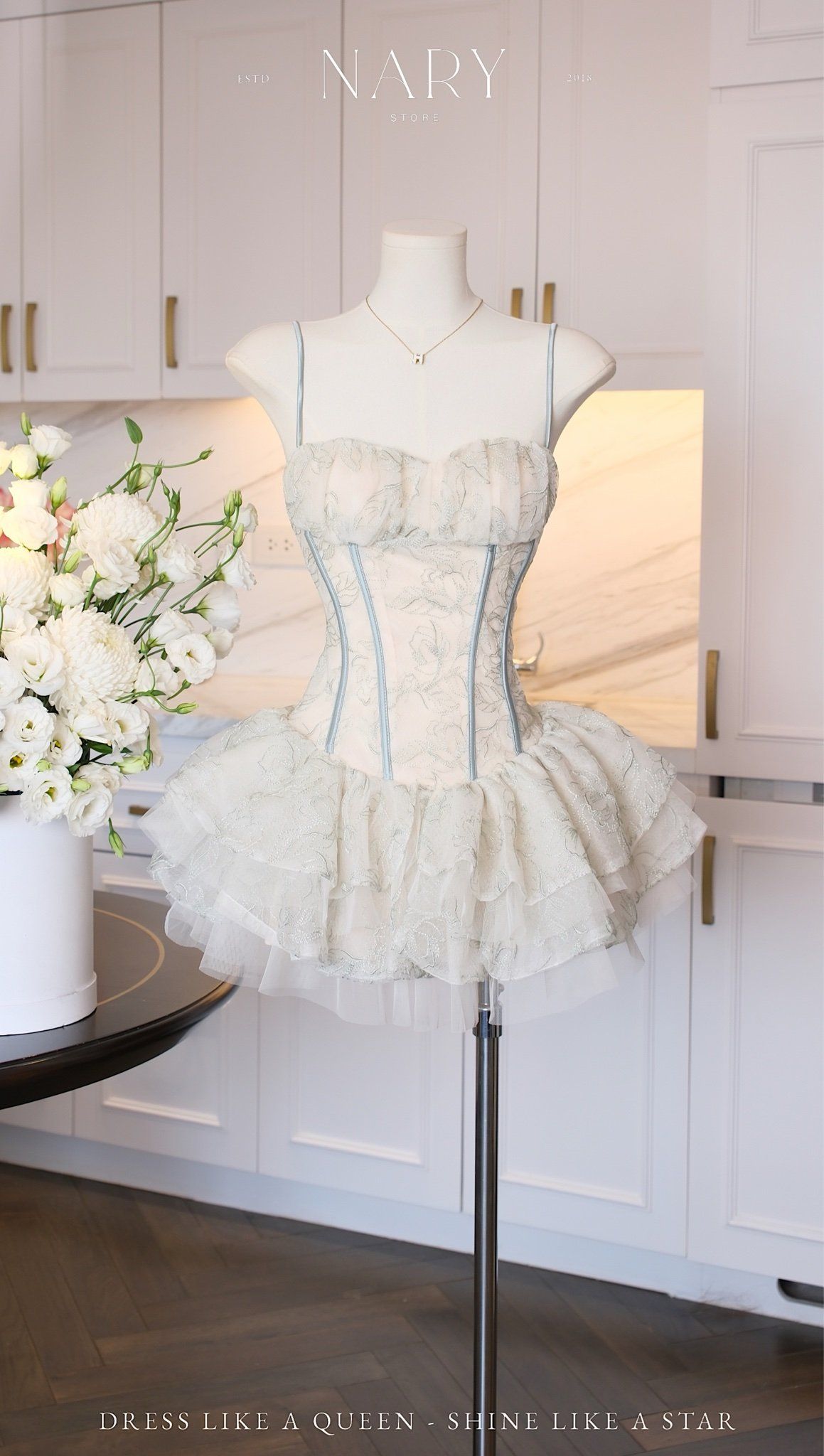 Đầm Lưới Xòe Tầng 5M