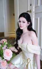 Đầm Lưới Bẹt Vai Phối Lụa