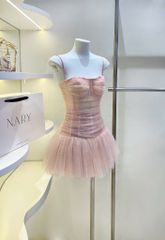 Đầm Lưới Nhúng Xòe Phối Ren