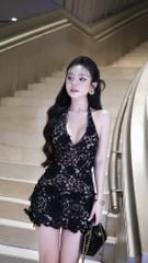 Đầm Cột Yếm Hoa Đính Nơ