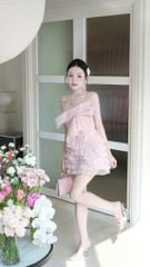 Đầm Tầng Xéo Đính Nơ