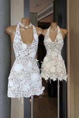 Đầm Cột Yếm Hoa Đính Nơ