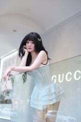 Đầm Chấm Bi Tầng Viền Màu