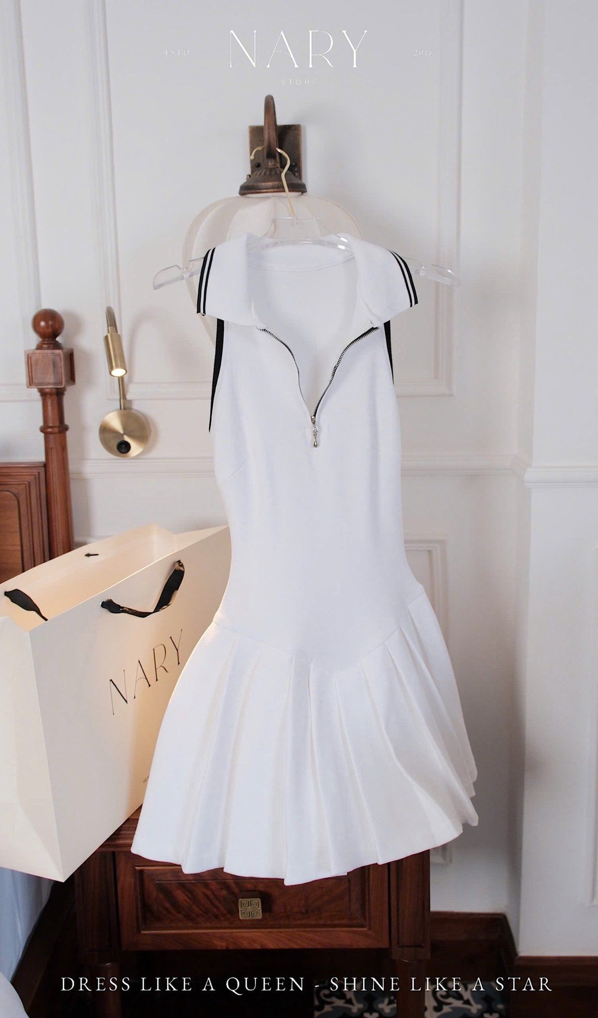 Đầm Xòe Cổ SM Khóa Kéo