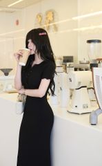 Đầm Thun Viền Bèo Tay Con