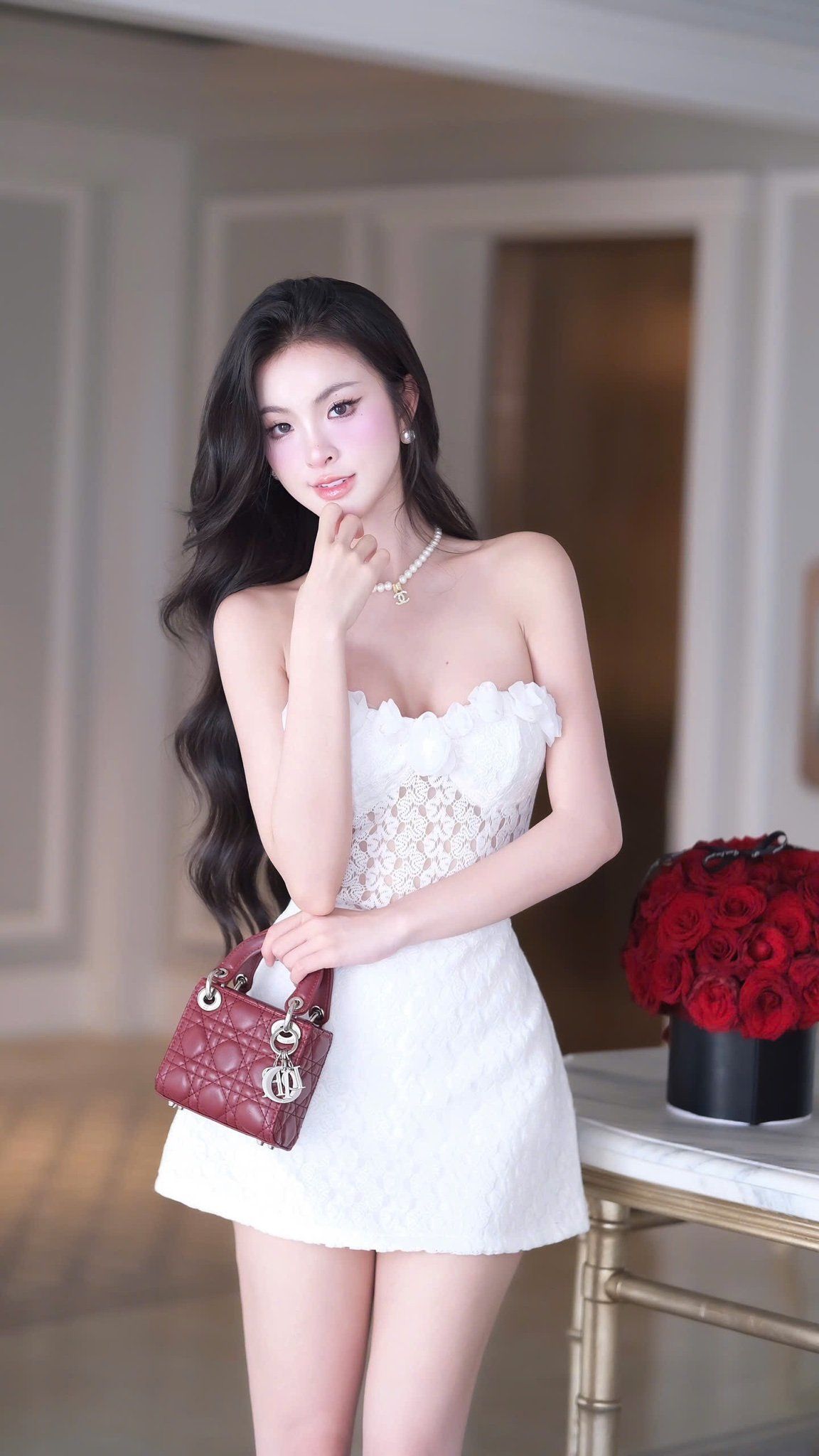 Đầm Ống Xòe Viền Bông
