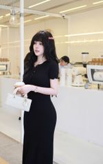 Đầm Thun Viền Bèo Tay Con
