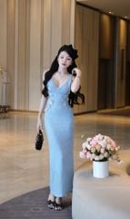 Đầm Thun Cổ V Đính Hoa