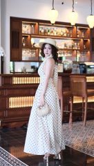 Đầm Chấm Bi Dài Cột Yếm