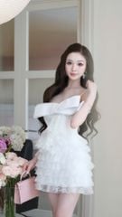 Đầm Tầng Xéo Đính Nơ