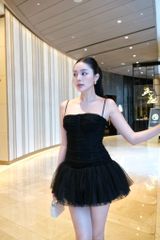 Đầm Lưới Nhúng Xòe Phối Ren