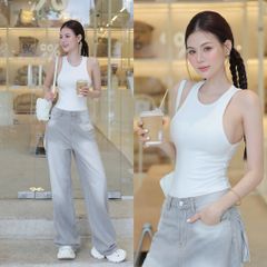 Quần Jean Ống Rộng Túi Hộp