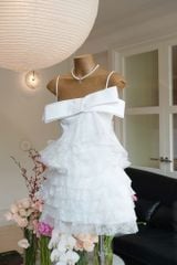 Đầm Tầng Xéo Đính Nơ