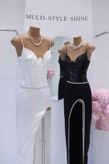 Đầm Kim Sa Xẻ 1 Bên Viền Đá