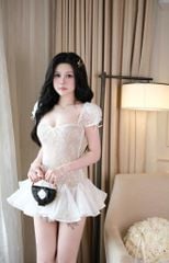 Đầm Lưới Ren Bèo Đính Nơ