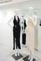 Đầm Yếm Lụa Lưới Nhũ Xẻ Tà