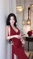 Đầm Yếm Hở Lưng Kèm Bướm