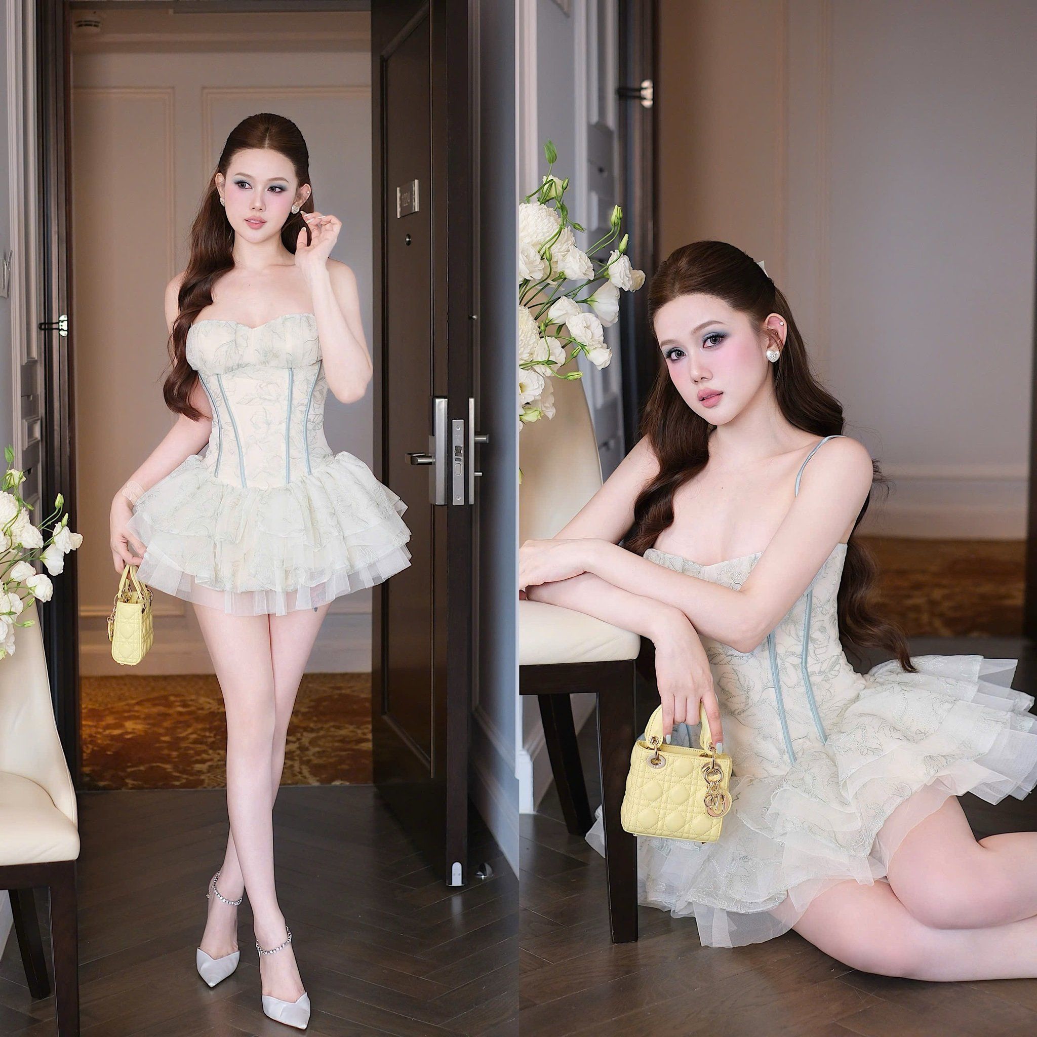 Đầm Lưới Xòe Tầng 5M