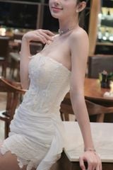 Đầm Ống Ren Đính Nơ Tua Rua