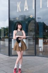 Chân Váy Jean Xòe Dập Li