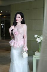 Áo Ren Phối Voan Đính Hoa