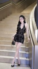 Đầm Cột Yếm Hoa Đính Nơ
