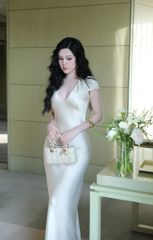 Đầm Lụa Suông Cổ V