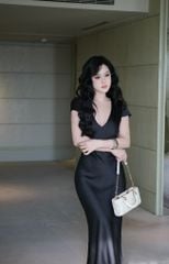 Đầm Lụa Suông Cổ V