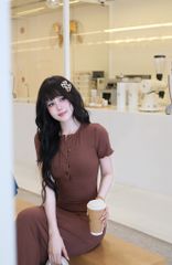 Đầm Thun Viền Bèo Tay Con