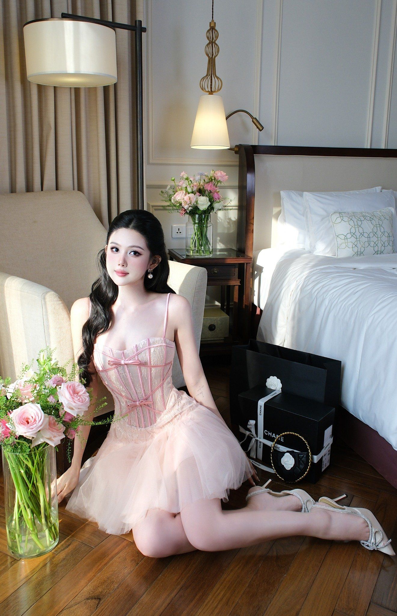 Đầm Lưới Ren Kết Nơ