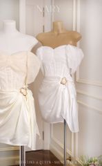 Đầm Lưới Bẹt Vai Phối Lụa