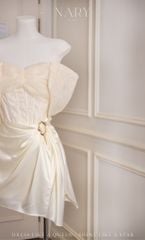 Đầm Lưới Bẹt Vai Phối Lụa