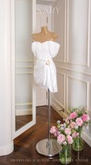 Đầm Lưới Bẹt Vai Phối Lụa