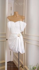 Đầm Lưới Bẹt Vai Phối Lụa