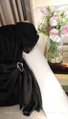 Đầm Lưới Bẹt Vai Phối Lụa