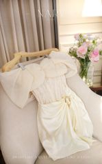 Đầm Lưới Bẹt Vai Phối Lụa