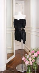 Đầm Lưới Bẹt Vai Phối Lụa